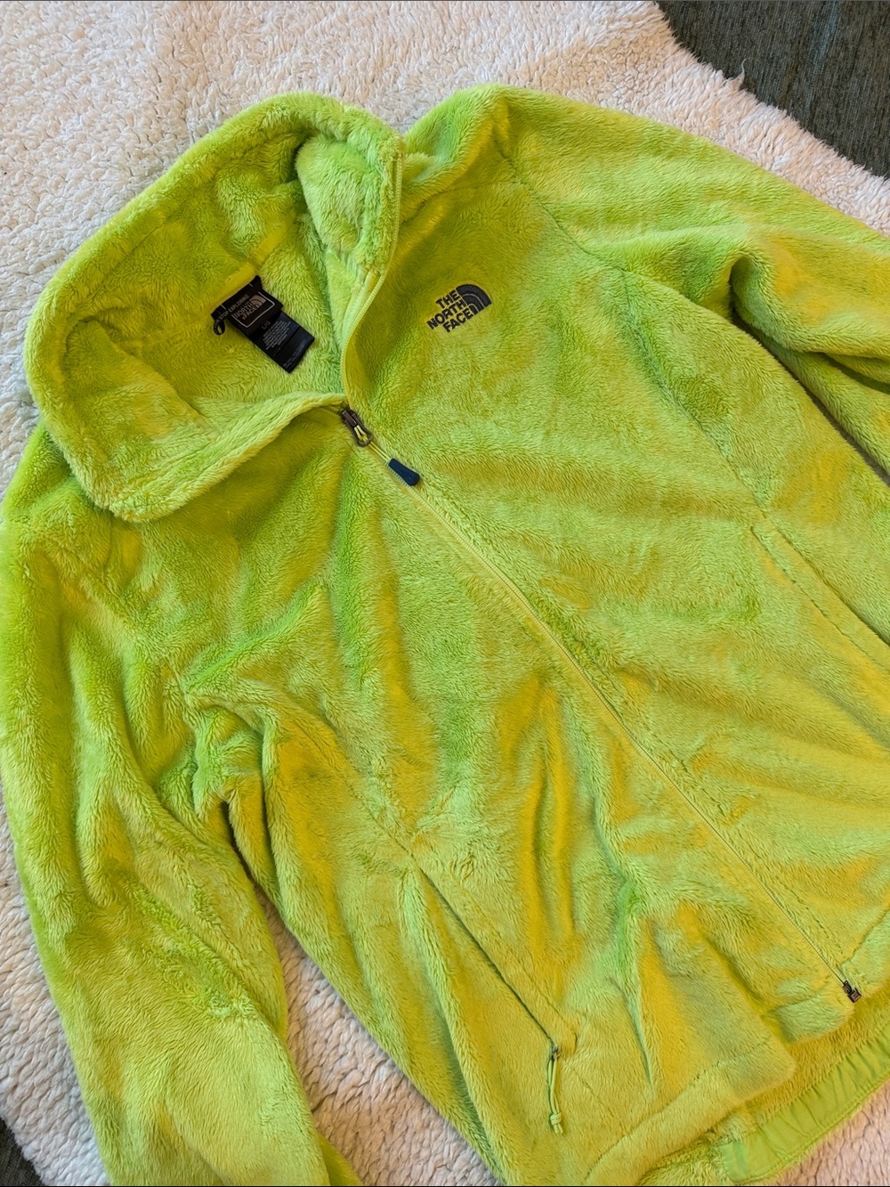 The North Face Bright Lime Green Plush Fleece Jacket